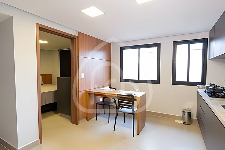 Apartamento de 1 quarto, novo e completo, próximo à UniEvang