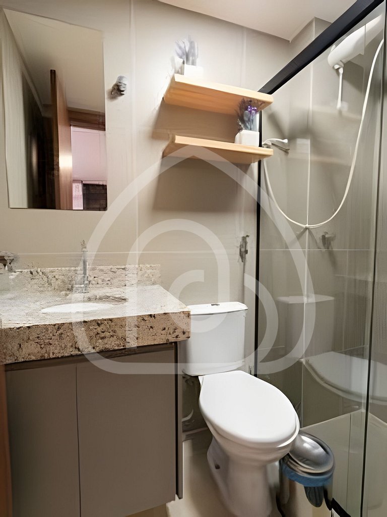 Studio completo com Wi-Fi, cozinha equipada e muito conforto